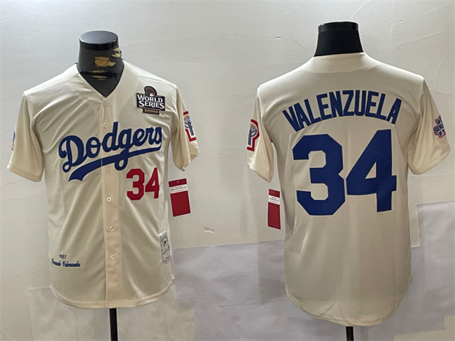 Men's Los Angeles Dodgers #34 Toro Valenzuela Cream 1981 Cooperstown Stitched Baseball Jersey Men's Los Angeles Dodgers #34 Toro Valenzuela Cream 1981 Cooperstown Stitched Baseball Jersey